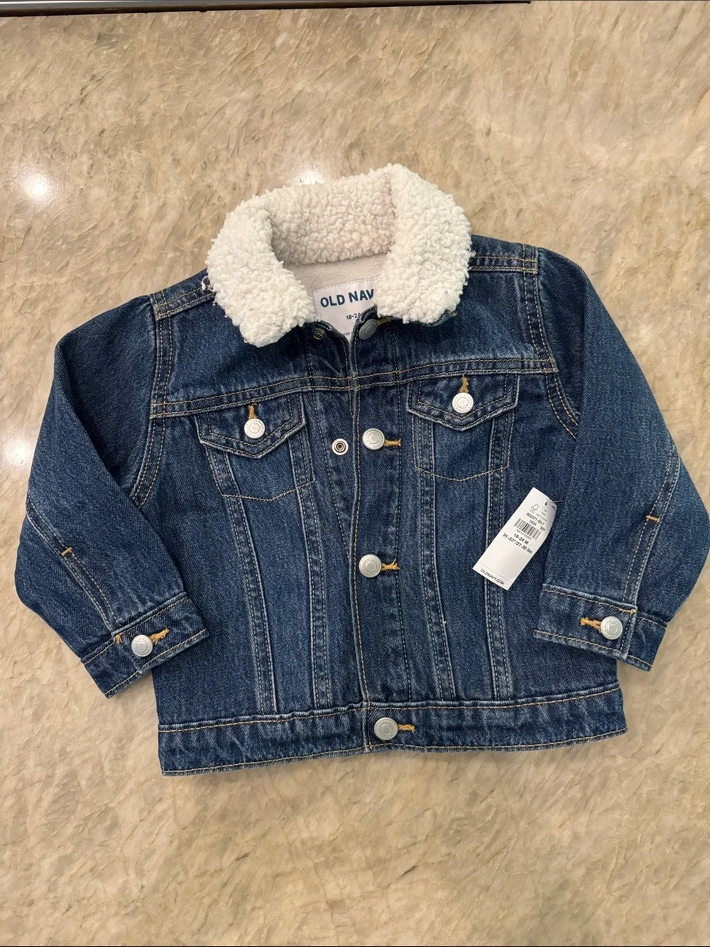 Old Navy Toddler Denim Jacket with White Sherpa Collar